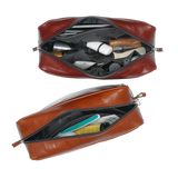 Leather toiletry bag - Cognac