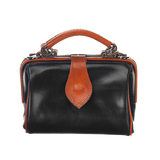 Leren damestas - Miss Doctor - Zwart met Cognac