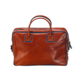 Leather Laptop Bag - The Sleeve Plus - Cognac/Blue