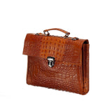 Leather Briefcase - The Walker - Cognac Croco