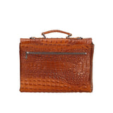 Leather Briefcase - The Walker - Cognac Croco