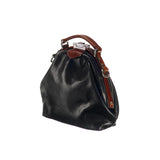 Leather ladies bag - The Galore - Black and dark brown