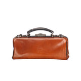 Leather ladies bag - The Volpe - Cognac with black