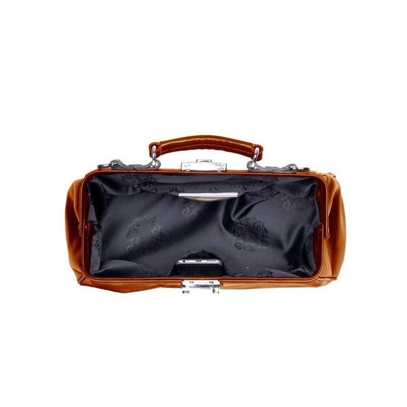 Leather ladies bag - The Volpe - Cognac with black