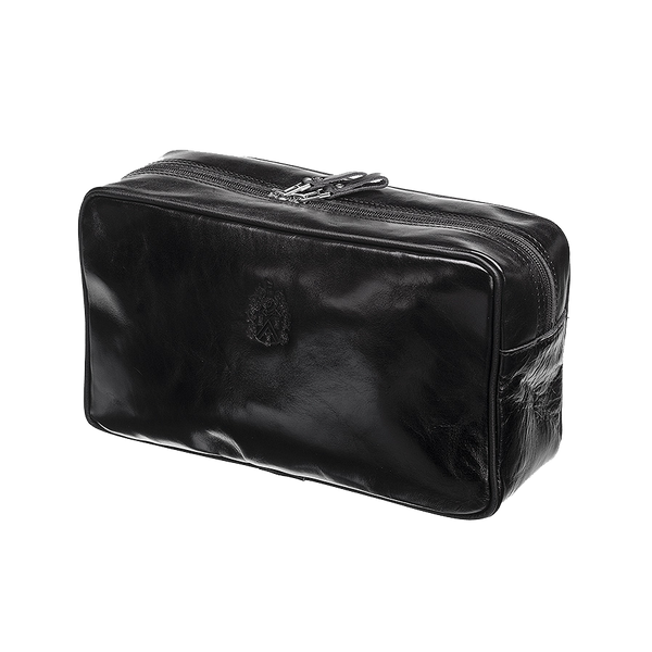 Leather toiletry bag - Black
