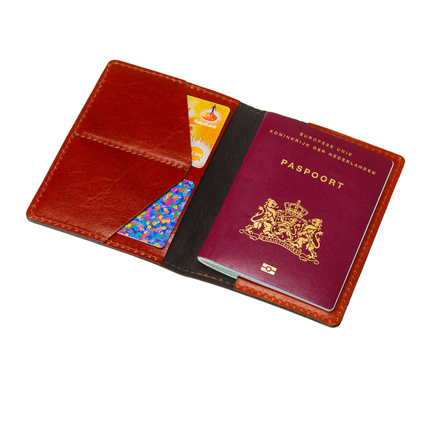 Leather passport holder - The Holder - Cognac